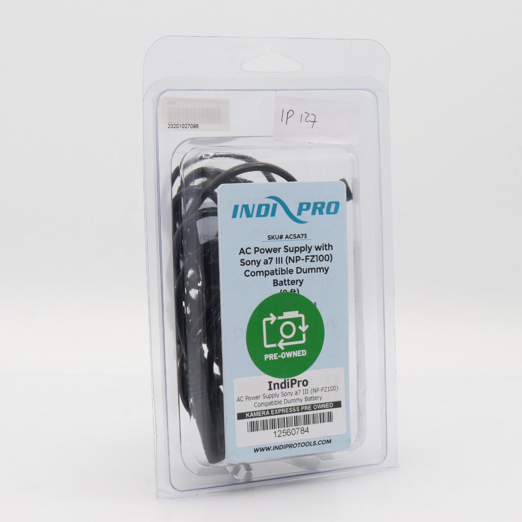 IndiPro AC Power Supply Sony a7 III (NP-FZ100) Compatible Dummy Battery used