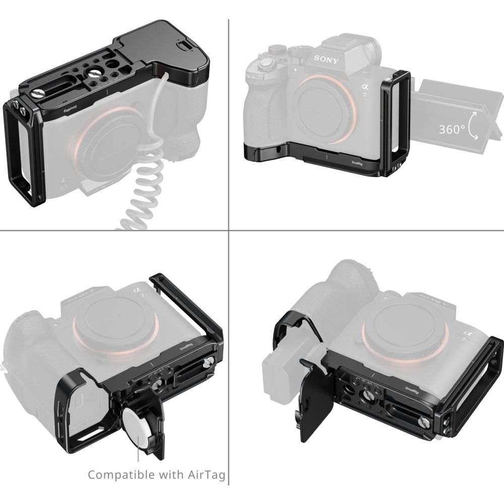 SmallRig 6034 L-förmige Montageplatte mit AirTag-Steckplatz für Sony Alpha 7 V / 7R V / 7 IV