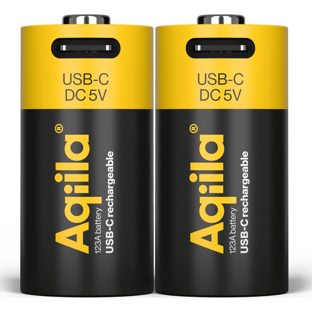 Aqiila CR123A USB-C Wiederaufladbarer Akku 3V 750mAh Li-Ion (2x)