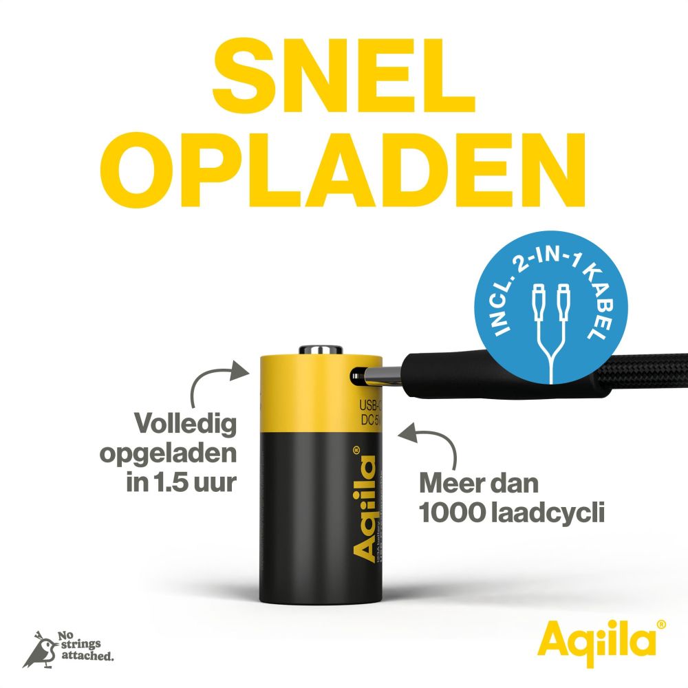 Aqiila CR123A USB-C Wiederaufladbarer Akku 3V 750mAh Li-Ion (2x)