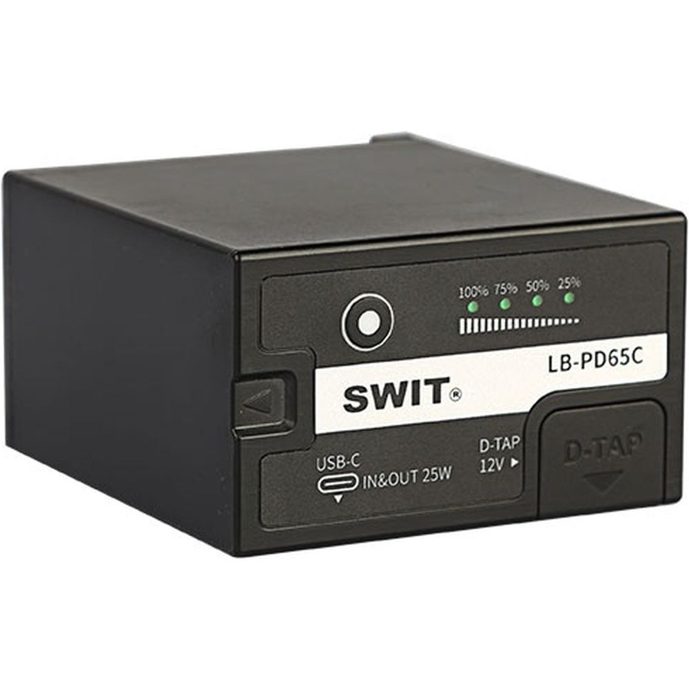 Der SWIT LB-PD65C 65Wh D-Type DV-Akku mit 12V D-Tap und USB-C ist Panasonic-kompatibel.
