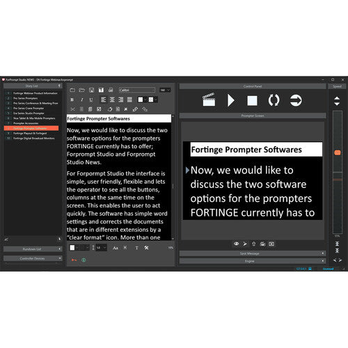 Fortinge ForPrompt Studio Teleprompter-Software - Dongle-Version