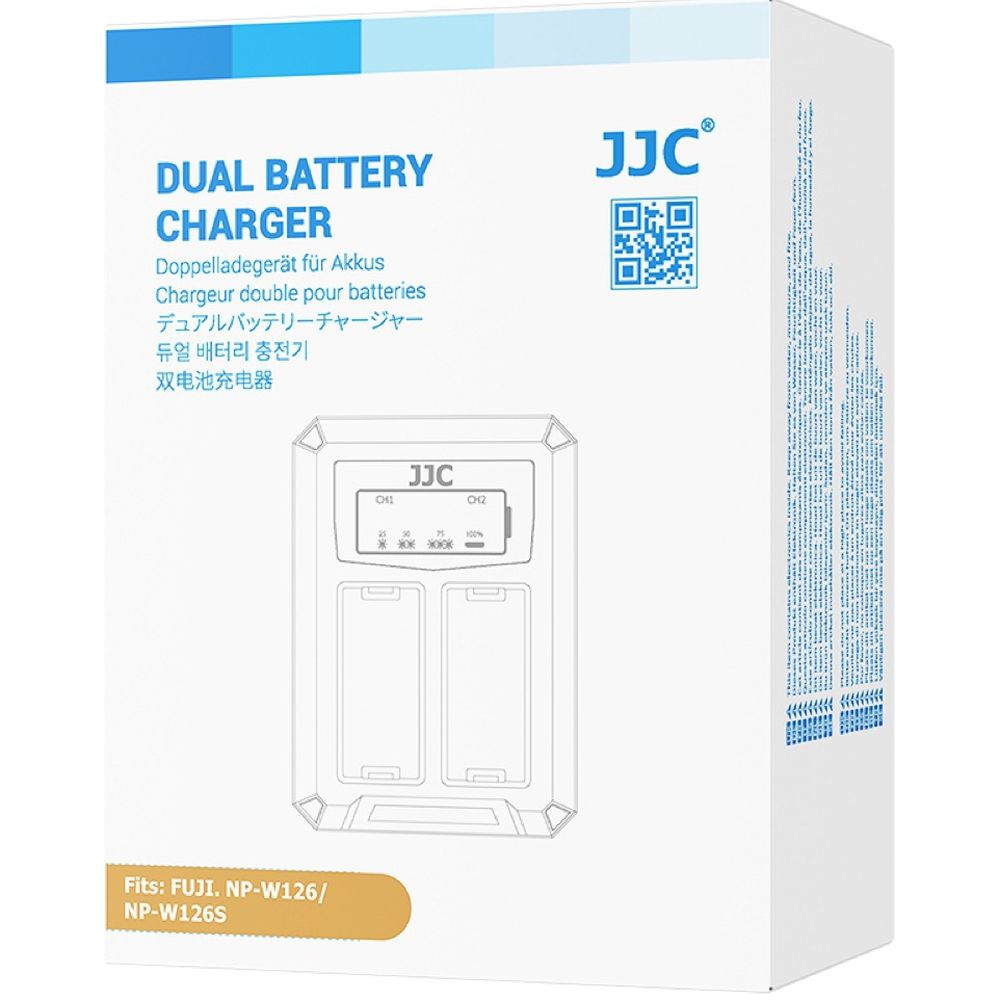 JJC Fuji DCH-W126TC USB-C Doppel-Akkuladegerät (für Fuji NP-W126 Akku)