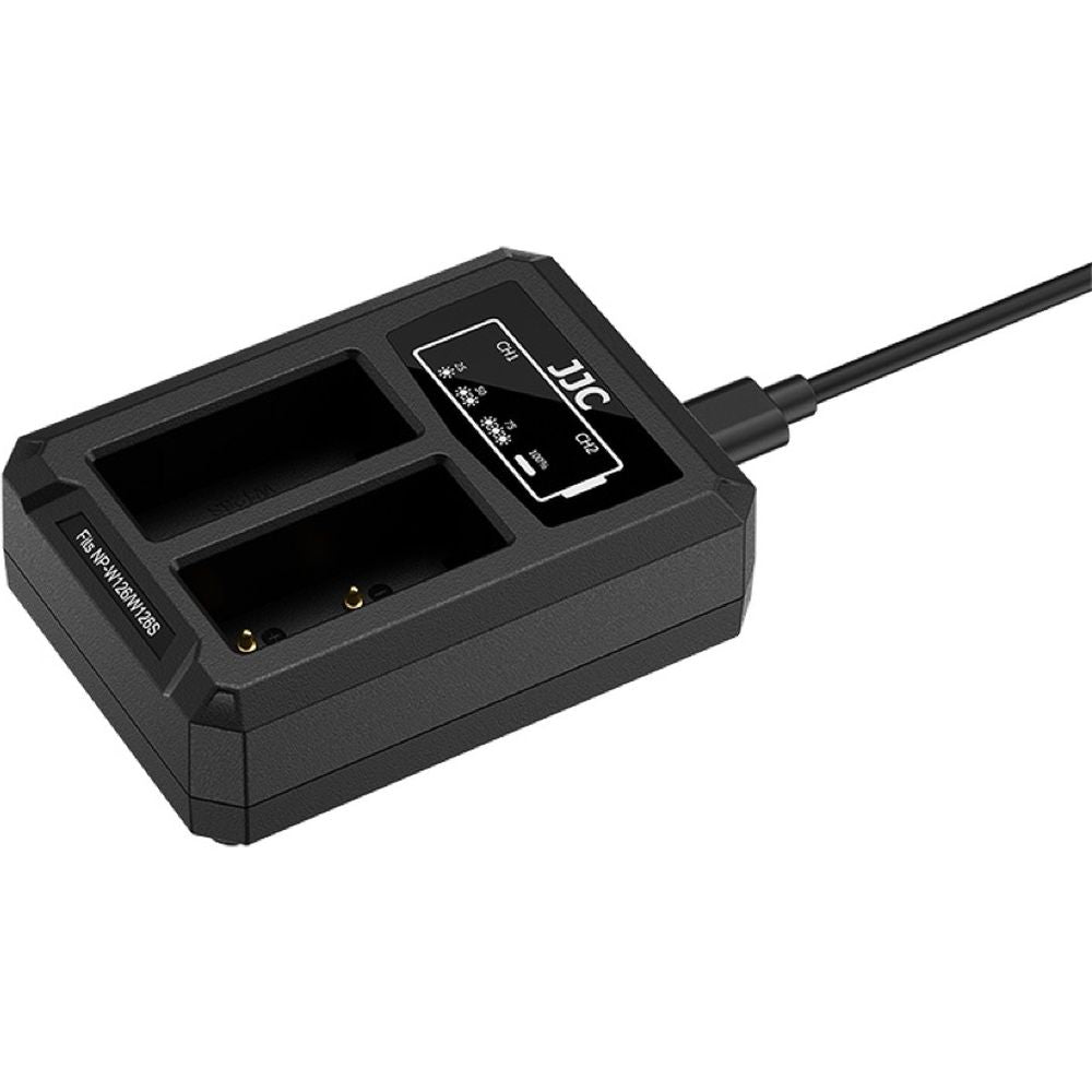 JJC Fuji DCH-W126TC USB-C Doppel-Akkuladegerät (für Fuji NP-W126 Akku)