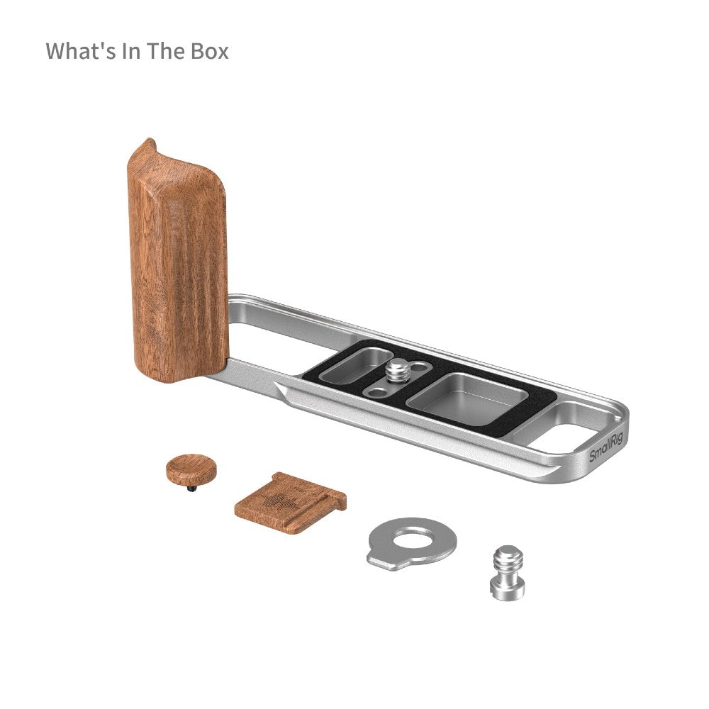 SmallRig 5984 L-Shaped Mount Plate mit Wooden Handle für FUJIFILM X-E5, Rosewood / Silver