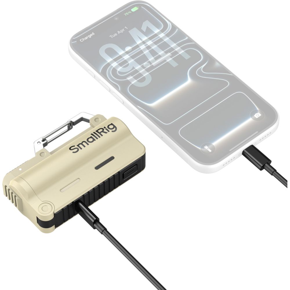 SmallRig 6089 Ladegerät-Set inkl. 2x 5000mAh 21700 Akku, Sandbraun