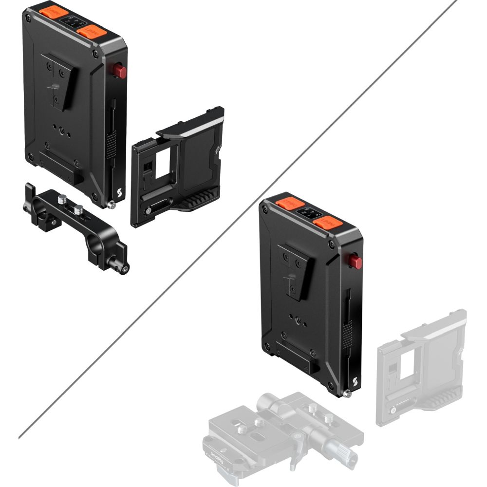 SmallRig 5881 Intelligent Power Management V-Mount Battery Adapter Plate (With 15mm Dual Rod Clamp)