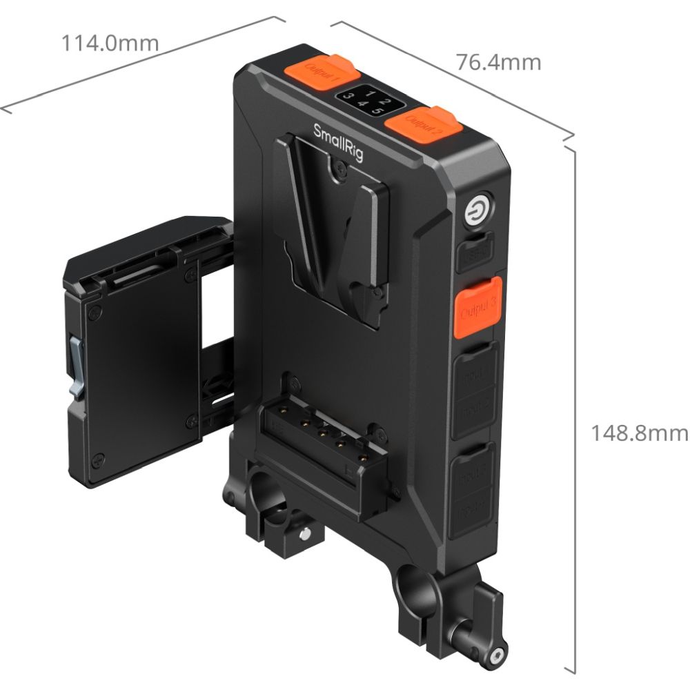 SmallRig 5881 Intelligent Power Management V-Mount Battery Adapter Plate (With 15mm Dual Rod Clamp)
