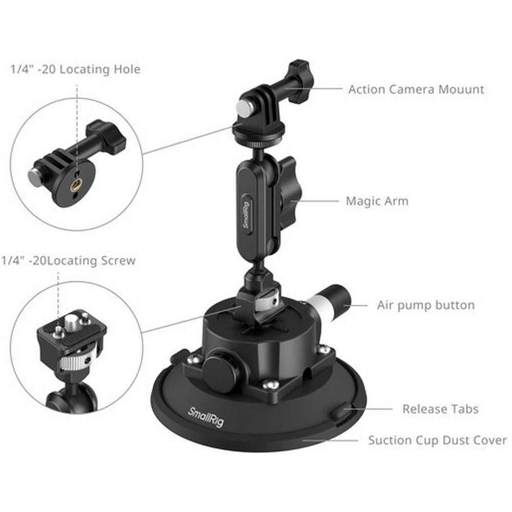 SmallRig 5855B 4,5" Saugnapfhalterung für Action-Kameras