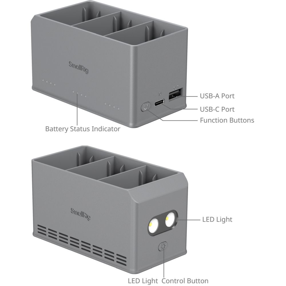 SmallRig 6502 100W Akkuladegerät für DJI Mini 5 / 4 / 3 Pro